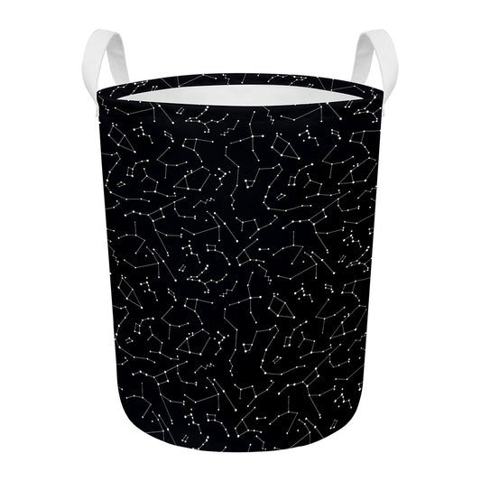 Black And White Constellation Print Round Laundry Basket