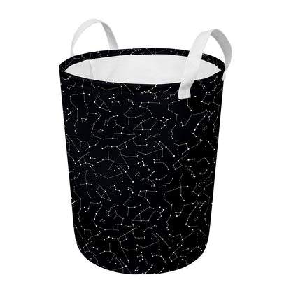 Black And White Constellation Print Round Laundry Basket