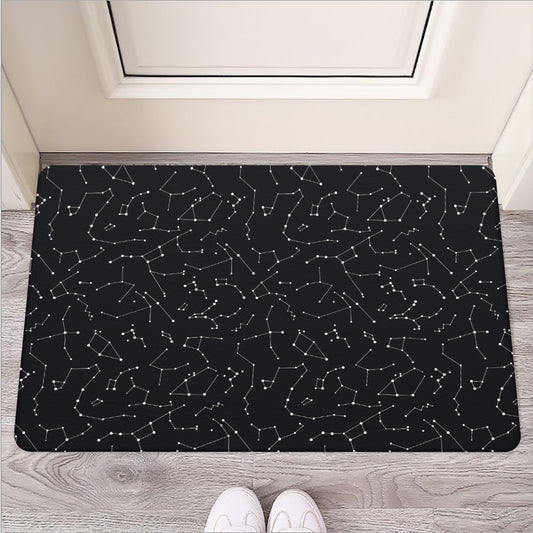 Black And White Constellation Print Rubber Doormat