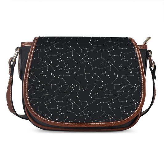 Black And White Constellation Print Saddle Bag