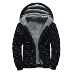 Black And White Constellation Print Sherpa Lined Zip Up Hoodie