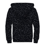 Black And White Constellation Print Sherpa Lined Zip Up Hoodie