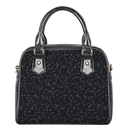 Black And White Constellation Print Shoulder Handbag
