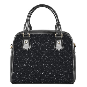 Black And White Constellation Print Shoulder Handbag