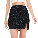 Black And White Constellation Print Side Slit Mini Skirt