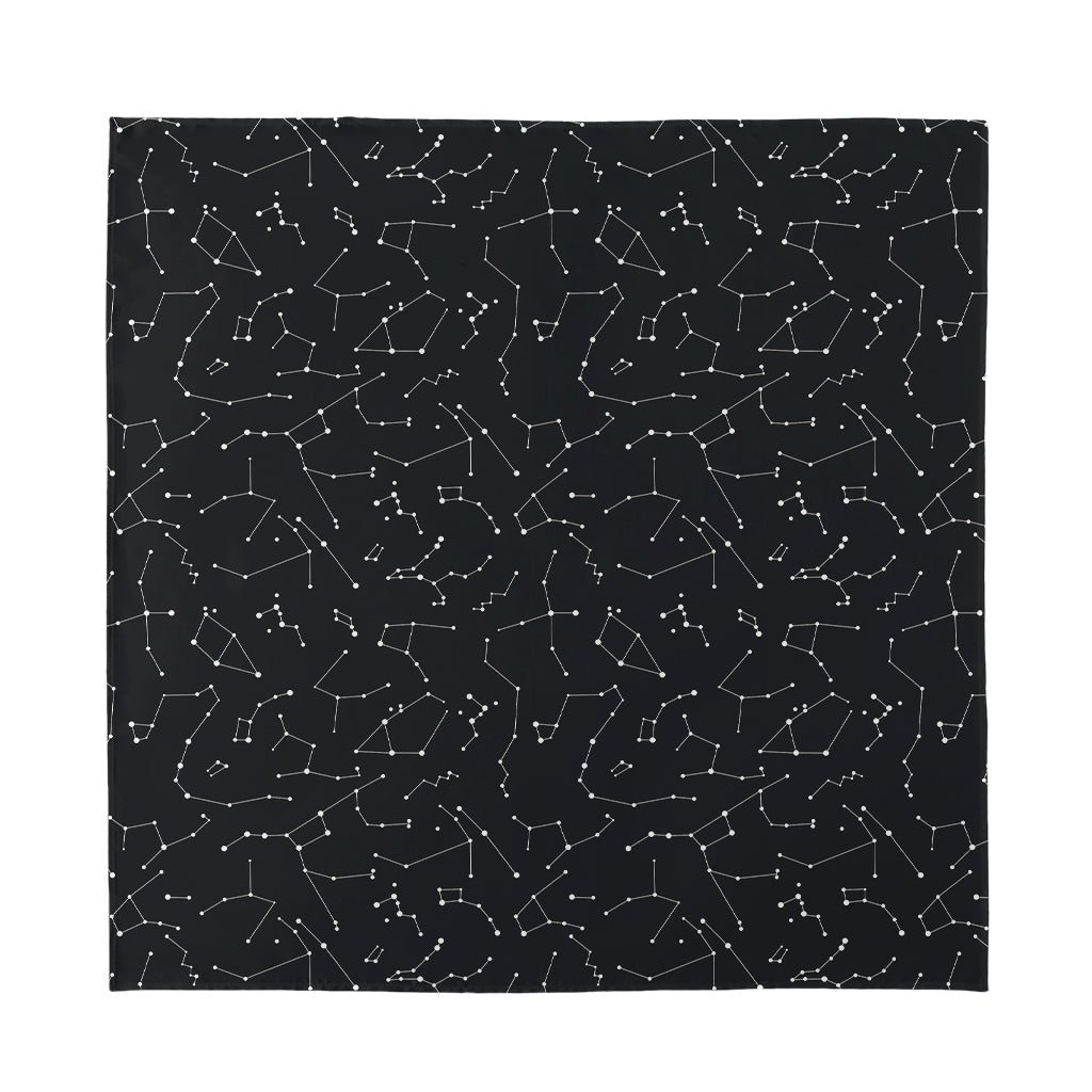 Black And White Constellation Print Silk Bandana