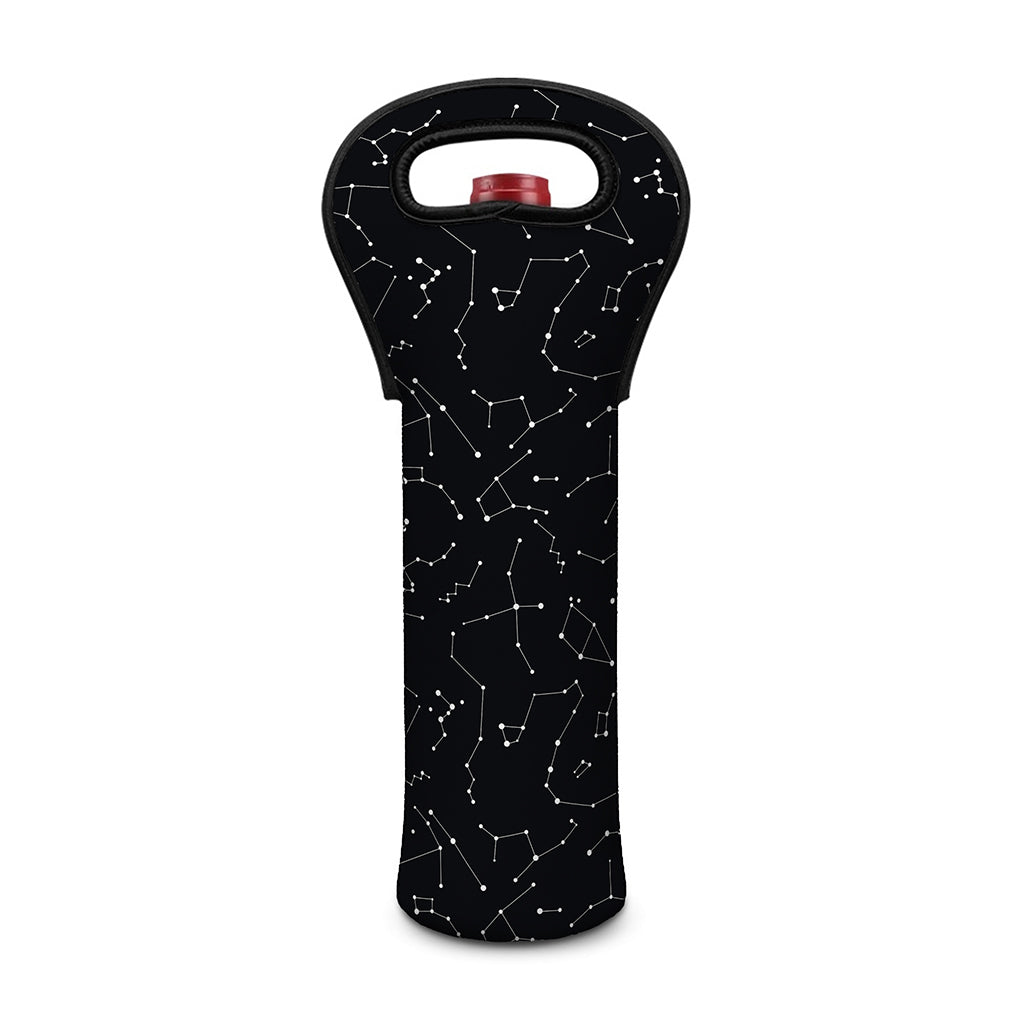 Black And White Constellation Print Single Neoprene Wine Tote