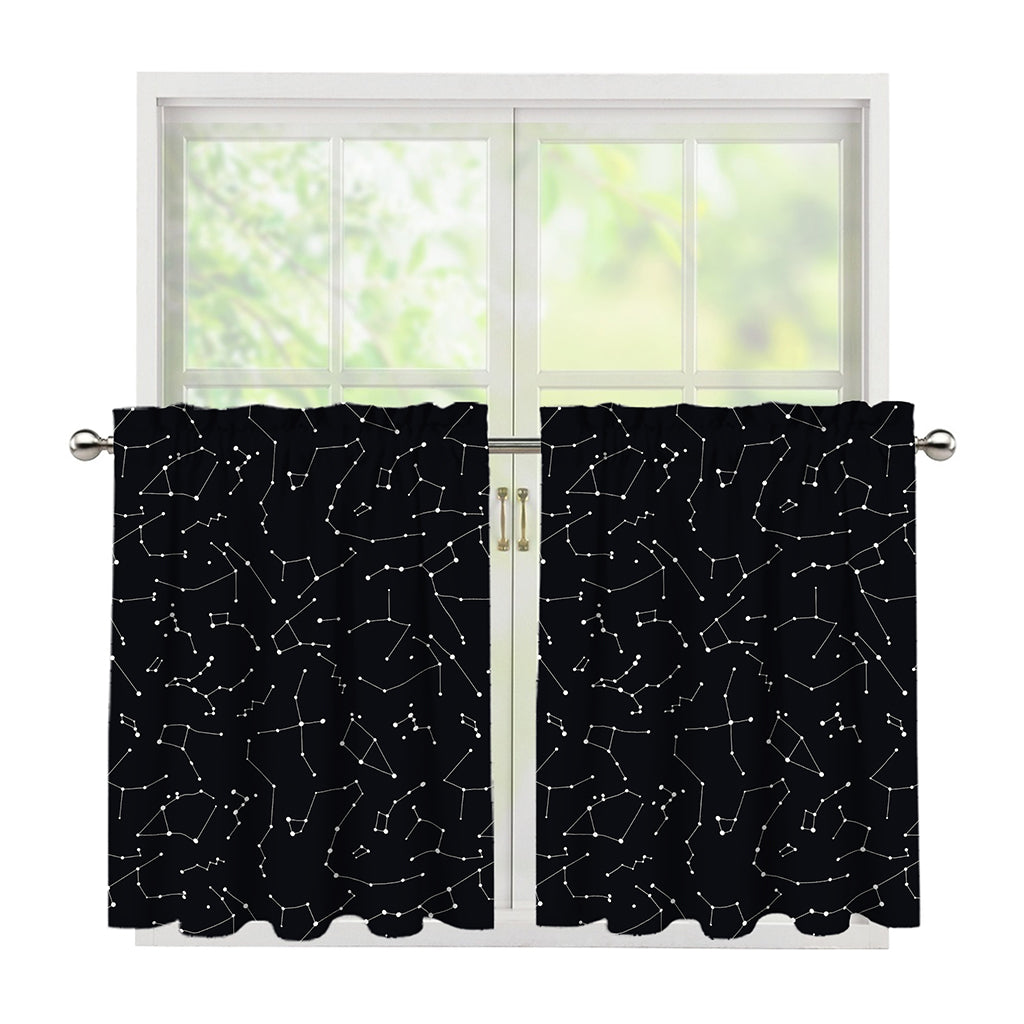 Black And White Constellation Print Tier Curtains