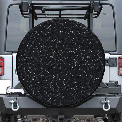 Black And White Constellation Print Tire Cover