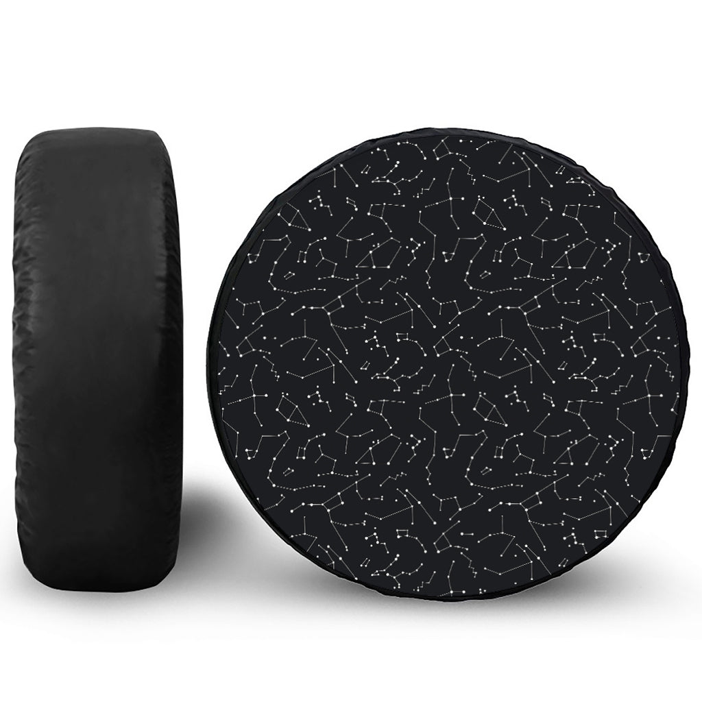 Black And White Constellation Print Tire Cover