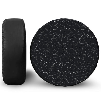 Black And White Constellation Print Tire Cover