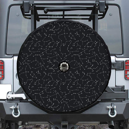 Black And White Constellation Print Tire Cover With Camera Hole
