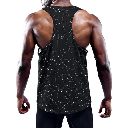 Black And White Constellation Print Training Tank Top