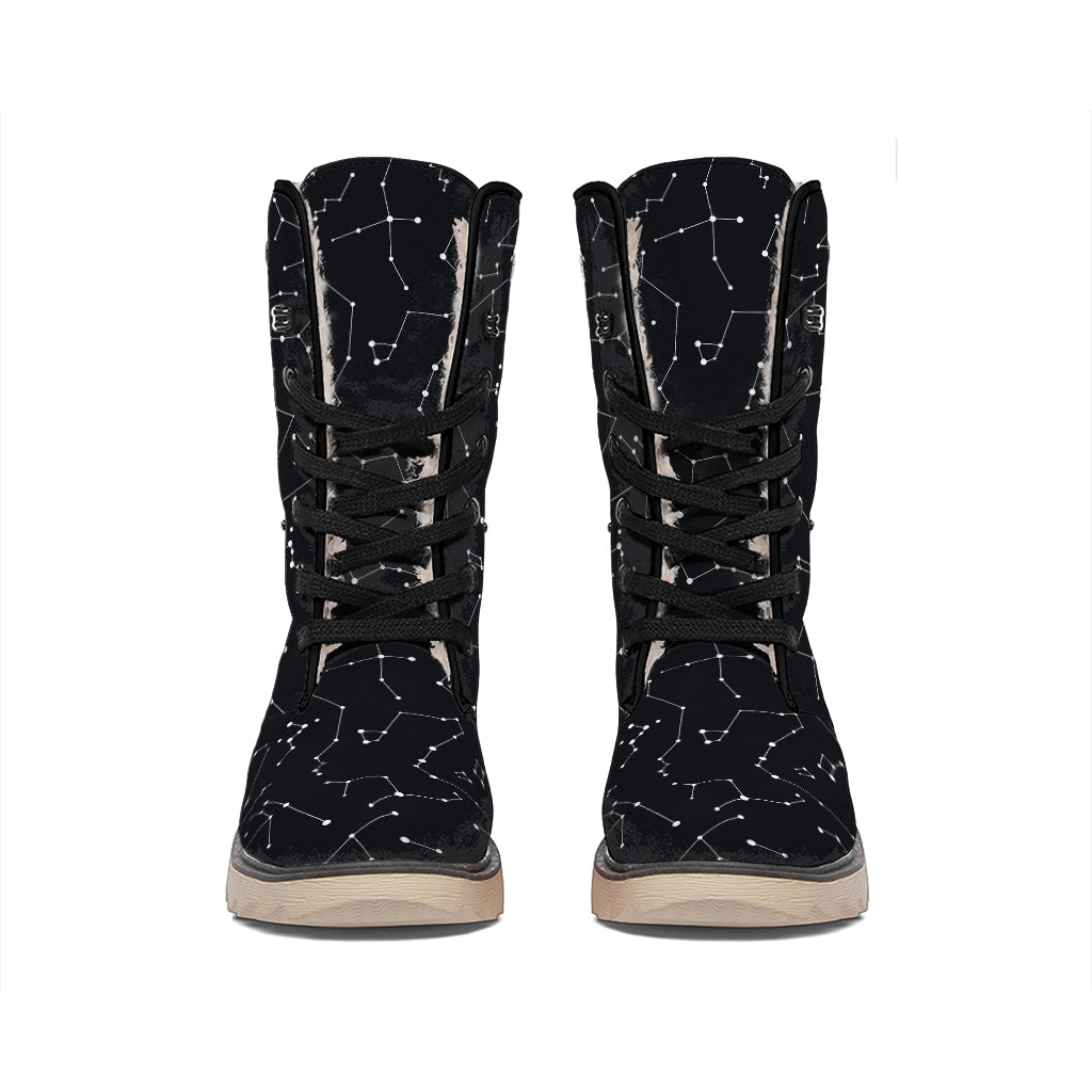 Black And White Constellation Print Winter Boots