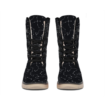 Black And White Constellation Print Winter Boots