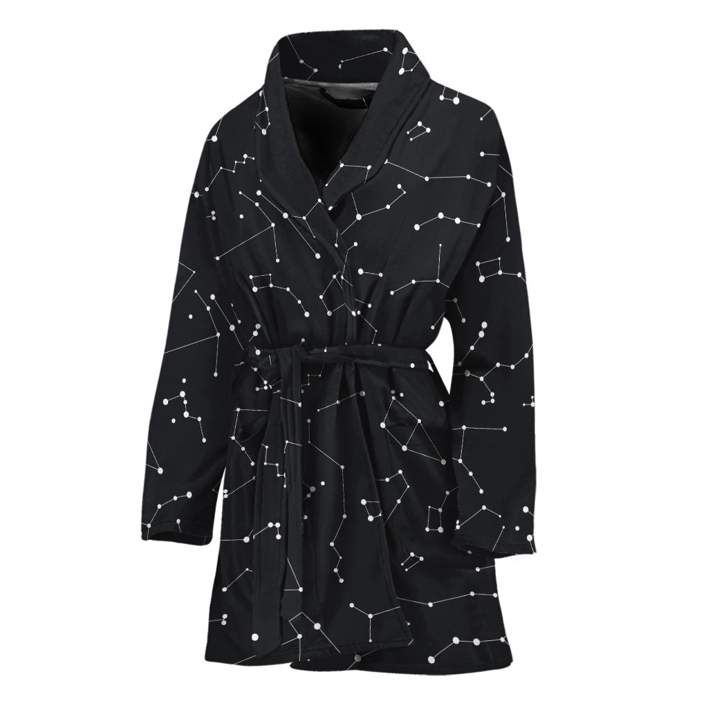 Black And White Constellation Print Women's Bathrobe