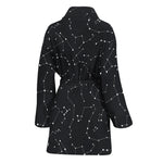 Black And White Constellation Print Women's Bathrobe