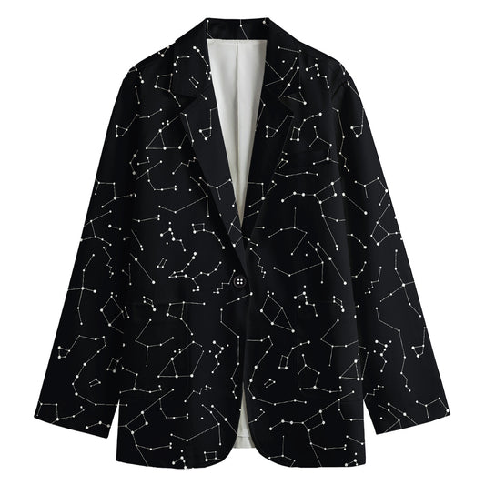 Black And White Constellation Print Women's Blazer