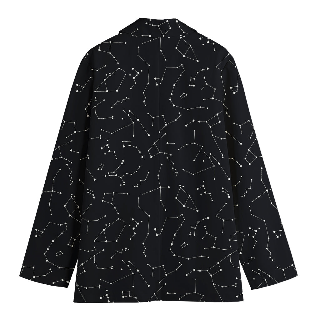 Black And White Constellation Print Women's Cotton Blazer