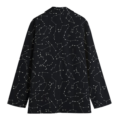 Black And White Constellation Print Women's Cotton Blazer