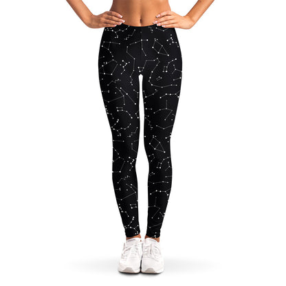 Black And White Constellation Print Women's Leggings