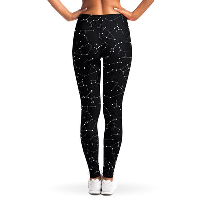 Black And White Constellation Print Women's Leggings