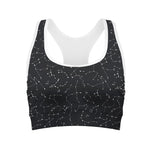 Black And White Constellation Print Women's Sports Bra