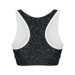 Black And White Constellation Print Women's Sports Bra