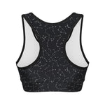 Black And White Constellation Print Women's Sports Bra