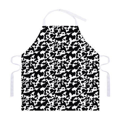 Black And White Cow Pattern Print Adjustable Apron