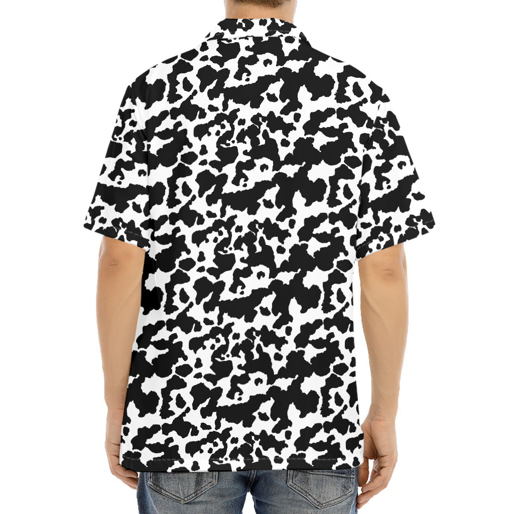 Black And White Cow Pattern Print Aloha Shirt