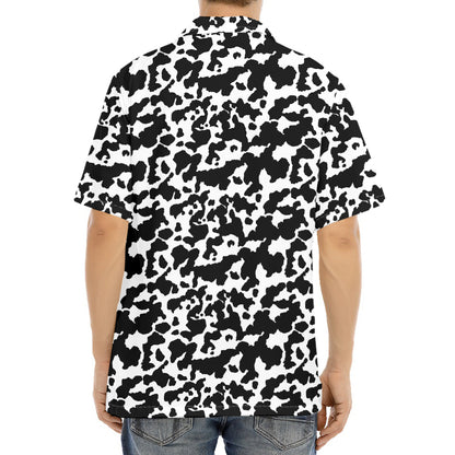 Black And White Cow Pattern Print Aloha Shirt