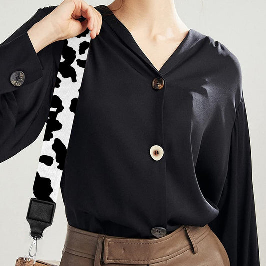 Black And White Cow Pattern Print Bag Strap
