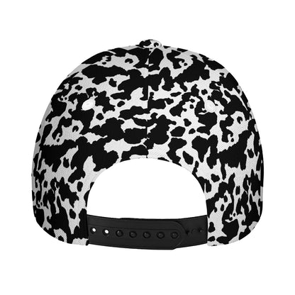 Black And White Cow Pattern Print Baseball Cap