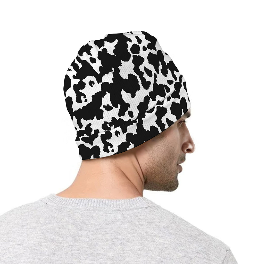 Black And White Cow Pattern Print Beanie