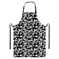Black And White Cow Pattern Print Bib Apron With Pocket