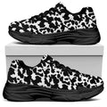 Black And White Cow Pattern Print Black Chunky Shoes
