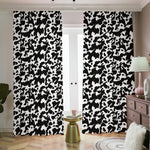 Black And White Cow Pattern Print Blackout Pencil Pleat Curtains