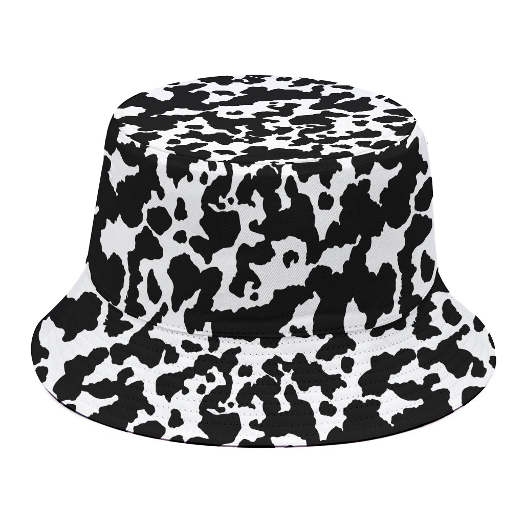 Black And White Cow Pattern Print Bucket Hat