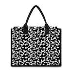Black And White Cow Pattern Print Canvas Tote Bag
