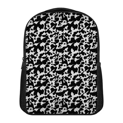 Black And White Cow Pattern Print Casual Backpack