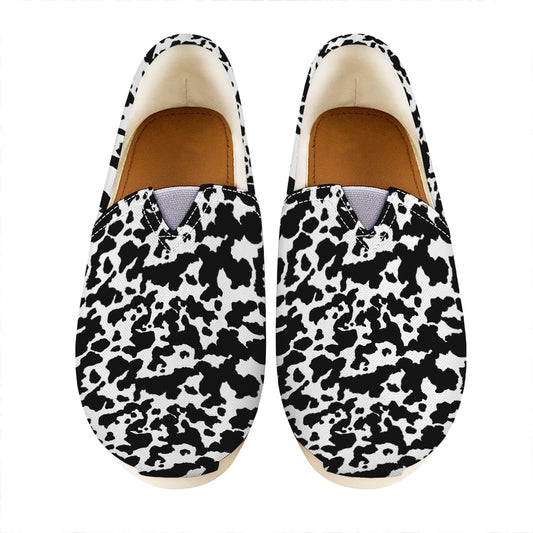 Black And White Cow Pattern Print Casual Shoes