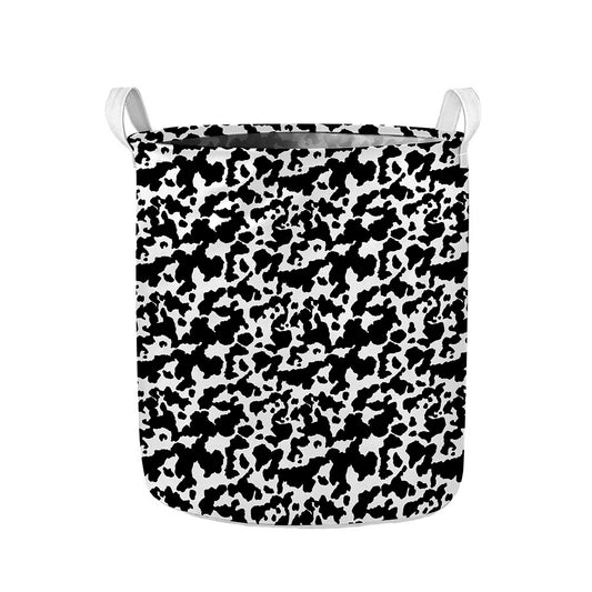 Black And White Cow Pattern Print Collapsible Laundry Basket