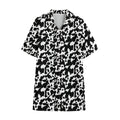 Black And White Cow Pattern Print Cotton Hawaiian Shirt