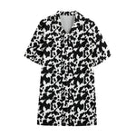 Black And White Cow Pattern Print Cotton Hawaiian Shirt