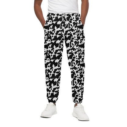 Black And White Cow Pattern Print Cotton Pants