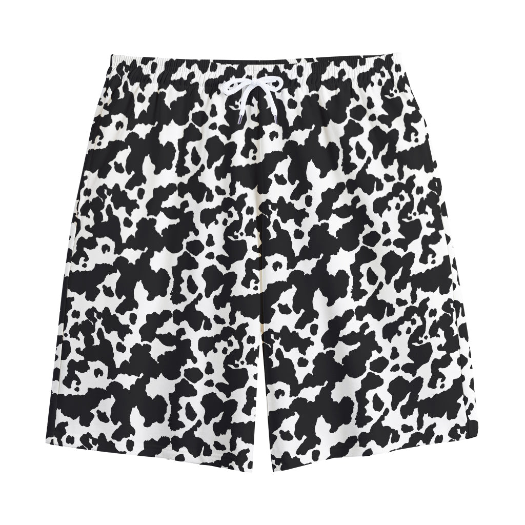 Black And White Cow Pattern Print Cotton Shorts