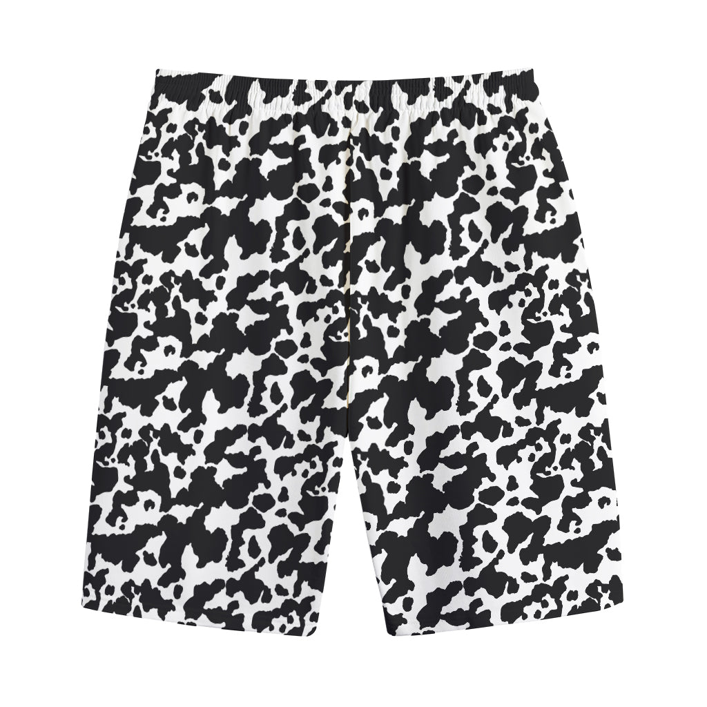 Black And White Cow Pattern Print Cotton Shorts
