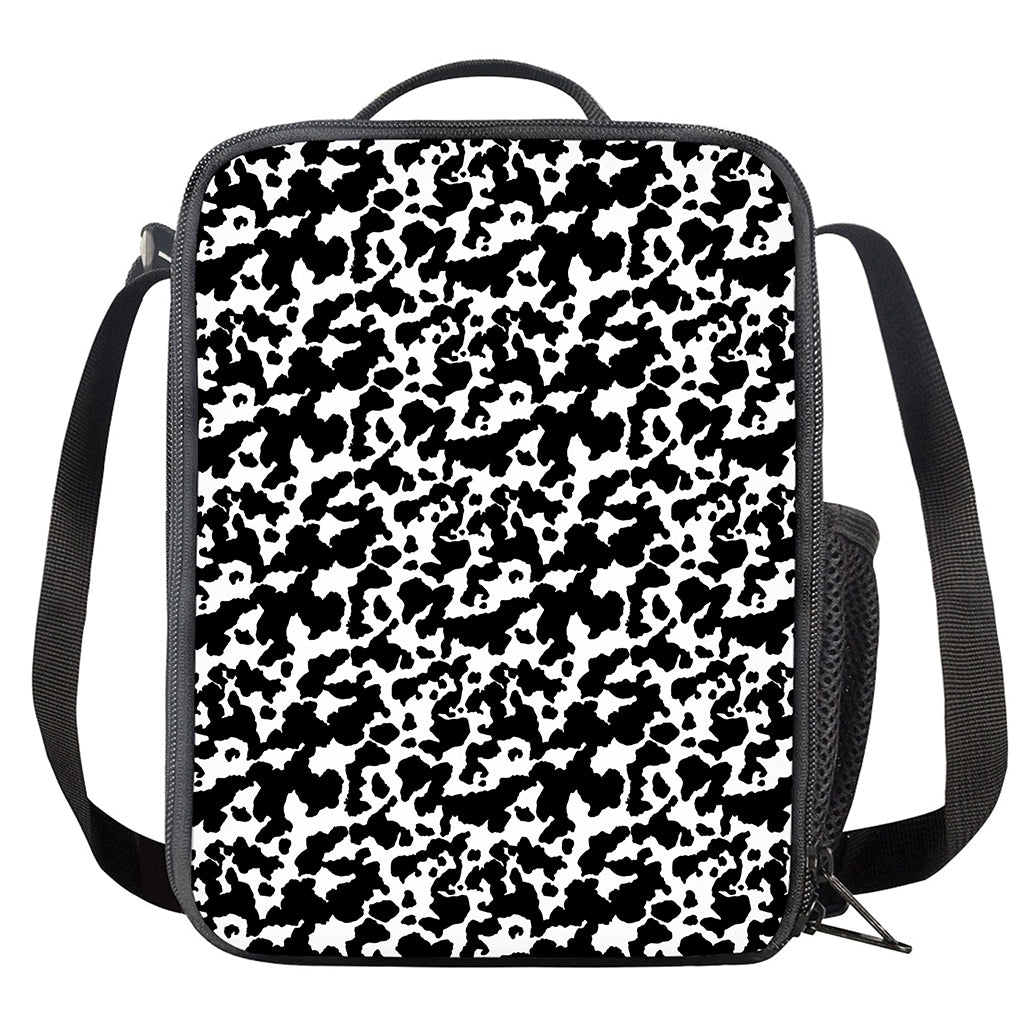 Black And White Cow Pattern Print Crossbody Lunch Bag