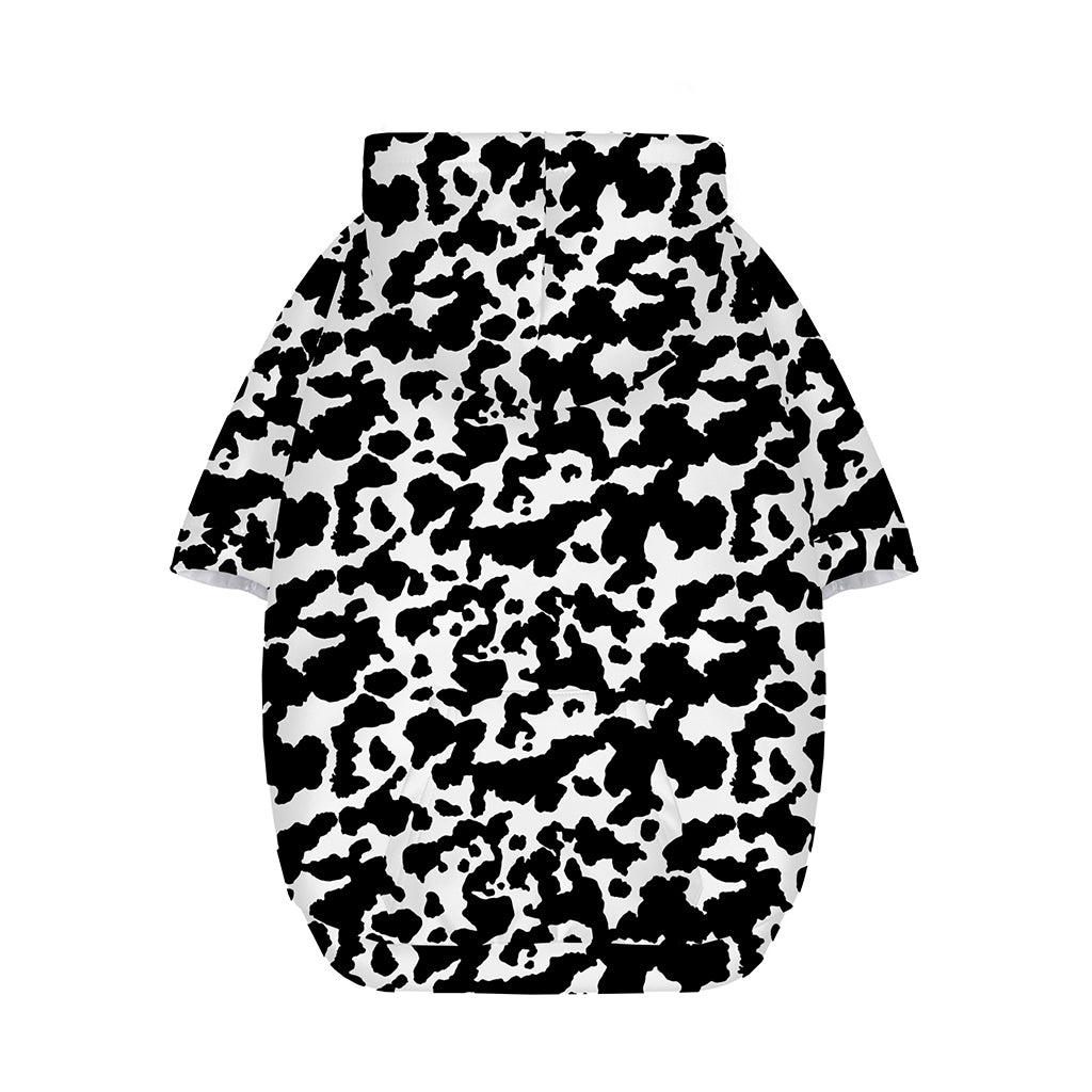 Black And White Cow Pattern Print Dog Zip Up Hoodie